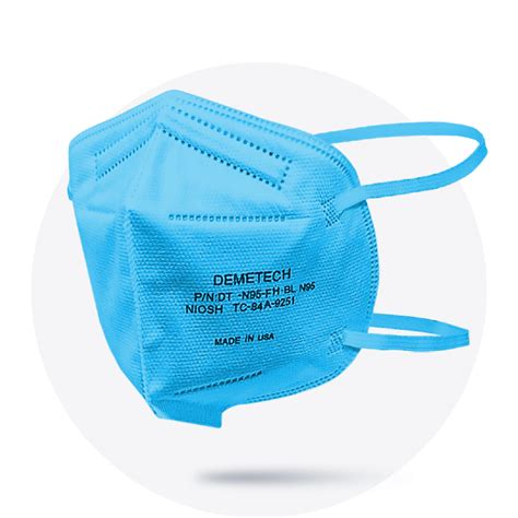 Blue, N95 Respirator Mask, Fold Style, NIOSH APPROVED, Size: Regular, – DemeTECH Corporation