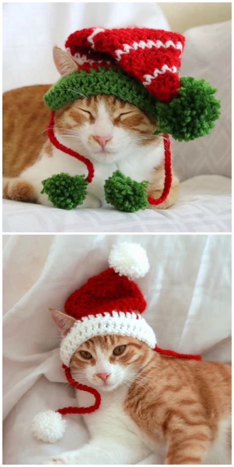 Crochet Christmas Cat Hats Make The Purrrfect Gift | The WHOot | Crochet christmas hats ...