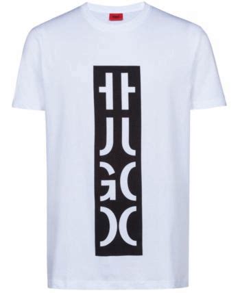 Hugo Men's Split-Logo Graphic T-Shirt - White S Smart and trendy tees | Typography shirts ...