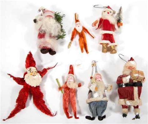 ASSORTED VINTAGE SANTA CLAUS ORNAMENTS, LOT OF SEVEN