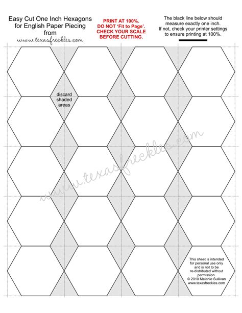 Full Page Free Printable Hexagon Template For Quilting