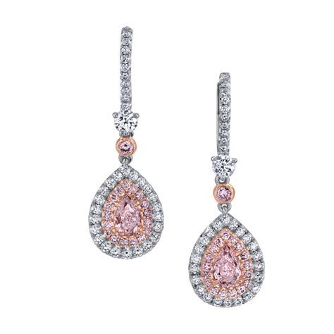 Natural Pear Shape Pink Diamond Drop Earrings | Nicole Mera