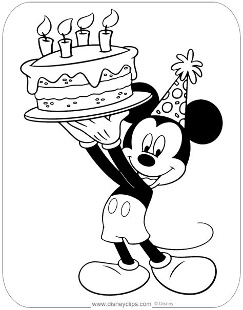 Coloring Birthday Card Mickey Mouse Coloring Pages