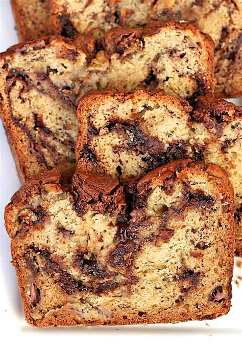 Nutella Swirled Banana Bread - The BakerMama