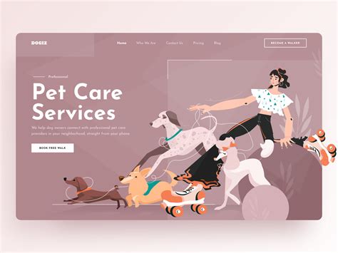 Pet Care Service Landing by Roksolana August for habitat on Dribbble