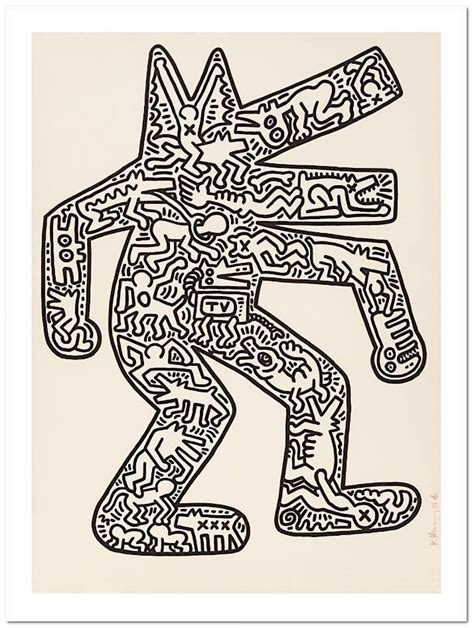 KEITH HARING 'dog' Hand Numbered Vintage Print C1993 Rare limited ...