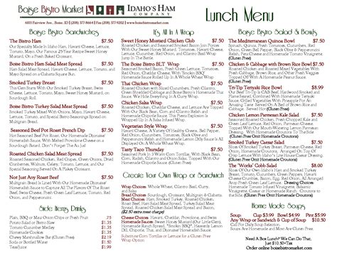 Lunch Menu | Box Lunches & Catering | Boise Bistro Market