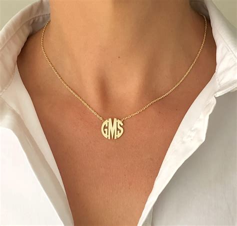 Dainty Monogram Necklace Monogram Necklace Custom Block | Etsy in 2020 | Monogram necklace size ...