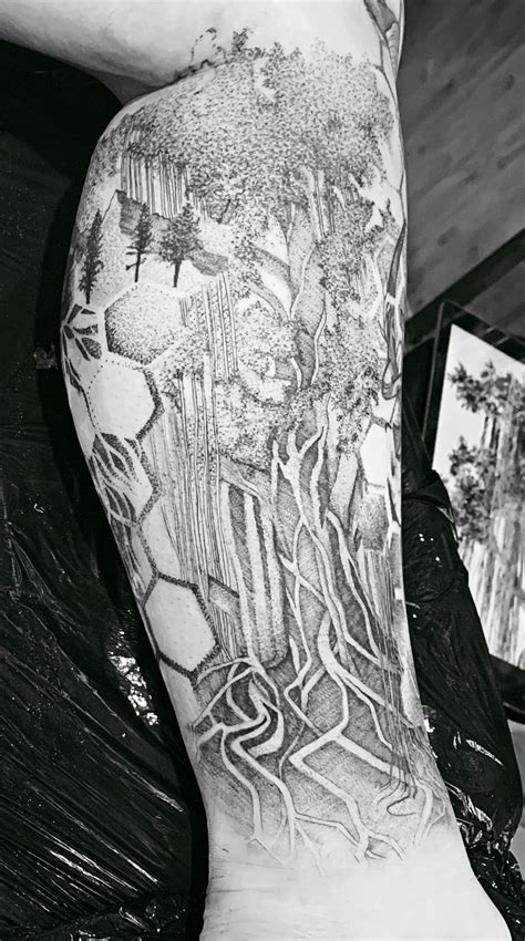 Latest addition to the sleeve: Banyan Tree | Blackwork tattoo, Sleeve ...