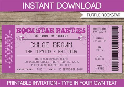 5 Best Images of Birthday Free Printable Tickets - Free Printable Concert Ticket Invitation ...