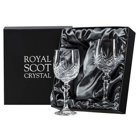 Glencoe - 2 Crystal Large Wine Glasses 180 mm (Black Presentation Boxed ...