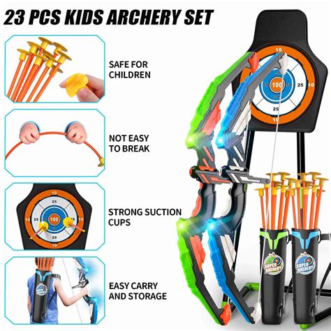 Bow and Arrow for Kids 4-6 8-12, Kids Archery Set with Light-up LED ...