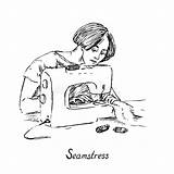 Sewing Seamstress Cartoon Drawing Coloring Leishman Pages Line  sketch template