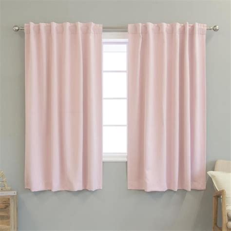 Best Home Fashion 63-in Light Pink Polyester Blackout Back Tab Curtain ...