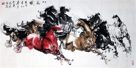 Original Chinese 8 Horses Painting Wall Art | Horse painting, Wall ...