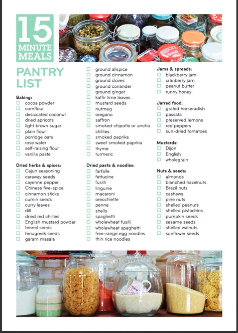 Pantry list from Jamie Oliver's 15 Minute Meals Book http://www.jamieoliver.com/_beta/books-and ...