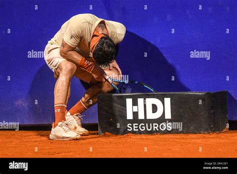 Fabio Fognini (Italy) gets an ankle injuried during a game. Argentina ...