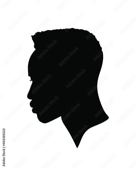 Black African Afro American male portrait face vector silhouette of a hairstyle with curly hair ...