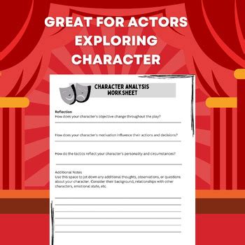 Character Analysis Worksheet for Drama Class or Literary Play Exploration