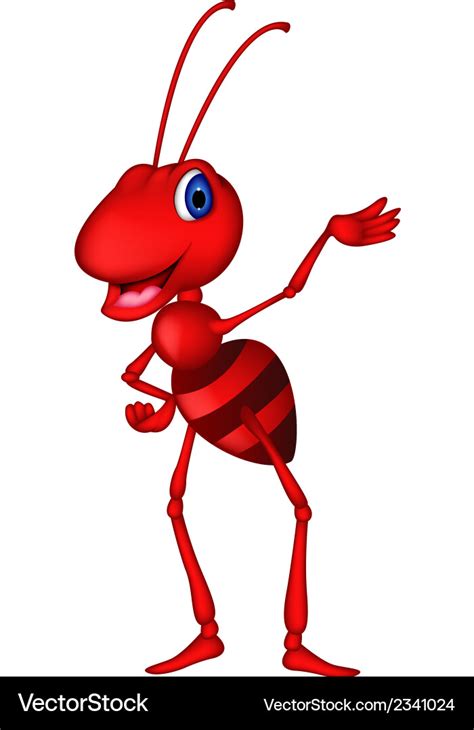 Cute red ant cartoon Royalty Free Vector Image