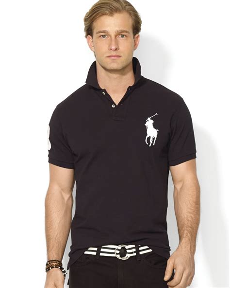 Ralph Lauren Polo Custom Big Pony Mesh Polo Shirt - Slim Fit in Black for Men - Lyst