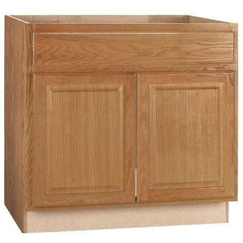 Hampton Bay Hampton Assembled 36x34.5x24 in. Sink Base Kitchen Cabinet in Medium Oak-KSB36-MO ...