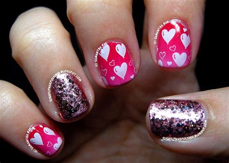 Slightly Nail Polished: Valentine's Day: Glitter, Gradient and Stamping, oh my!