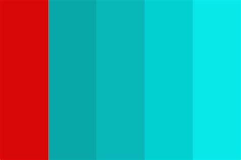 Red and Shades of Turquoise Color Palette
