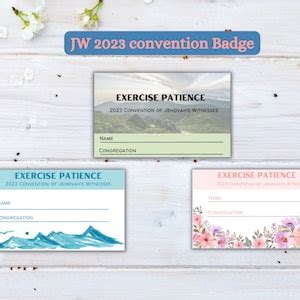 JW 2023 Exercise Patience Convention Badges, JW Convention Name Card, JW Printable, Regional ...