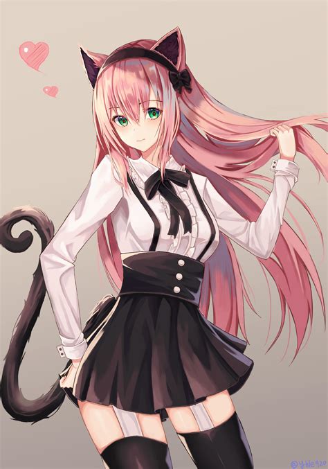 Anime Cat Girl With Pink Hair