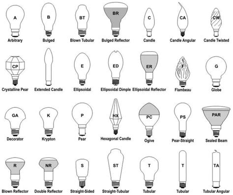 Light Bulb Shape And Size Chart Reference Charts, 51% OFF