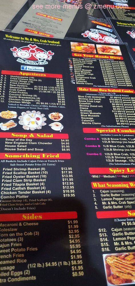 Menu at Mr. & Mrs. Crab - Kirkman pub & bar, Orlando, S Kirkman Rd