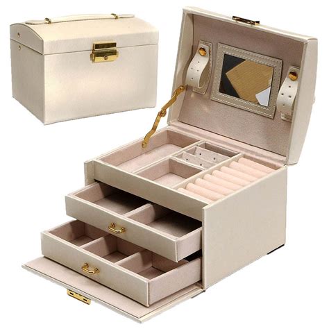 Large Jewellery Box Armoire Dressing Chest with Clasps Bracelet Ring ...