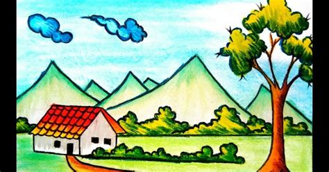 Drawing Picture Of Village Scenery ~ Drawing Tutorial Easy