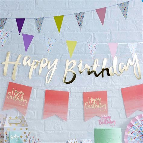 Gold Happy Birthday Bunting – Ruby Rabbit