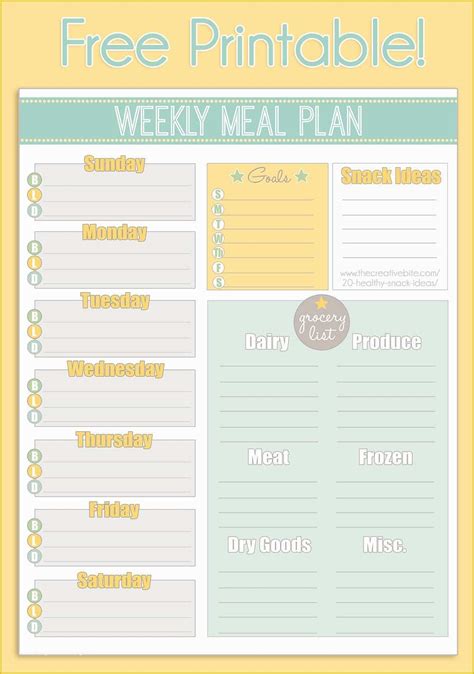 Free Weekly Meal Planner Template Of Week Planner Meal Page Blank Weekly Menu Grocery List ...