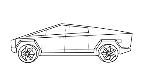 The Line Art Collection: Tesla Cybertruck Line Drawing side view