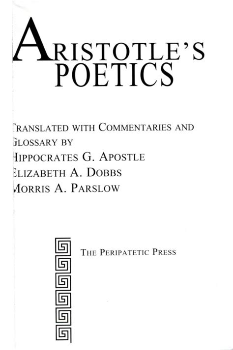 Aristotle’s Poetics – The Thomas More College Press