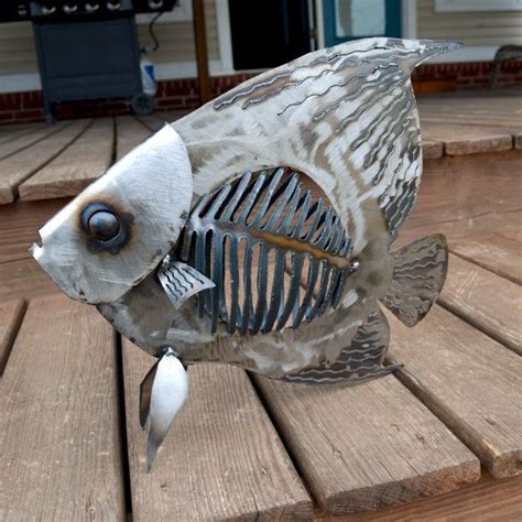 Angelfish sculpture Metal angelfish Nautical themed art | Etsy | Scrap metal art, Welding art ...