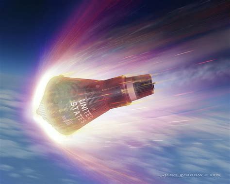 John Glenn Mercury Capsule Reentry Digital Art by Aldo Spadoni