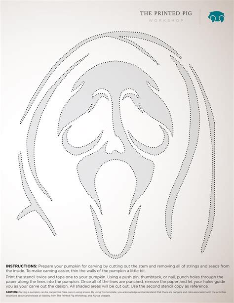 Scream: Ghostface (Free Pumpkin Stencil - Pumpkin Pattern - Pumpkin Template - Jack-o-lantern ...