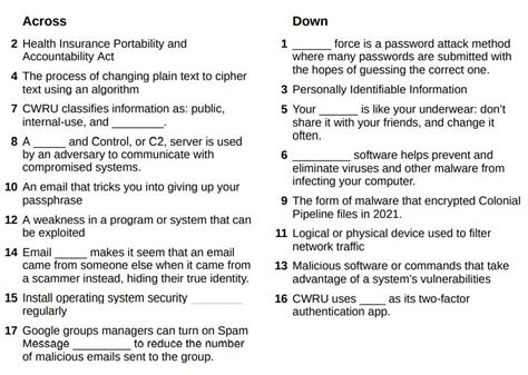 2021 Cybersecurity Awareness Month Crossword Puzzle | University Technology, [U]Tech | Case ...