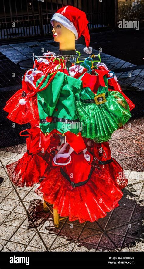 Colorful Christmas Dresses Decorations Santiago Chile Stock Photo - Alamy