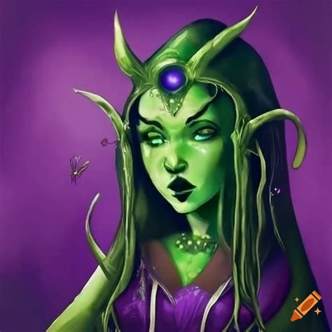 Illustration of purple sorceress and green wizard on Craiyon