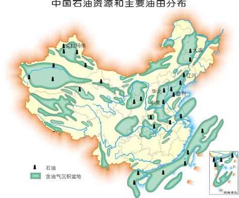 我国石油资源和主要油田分布图 - 中国地图全图 - 地理教师网