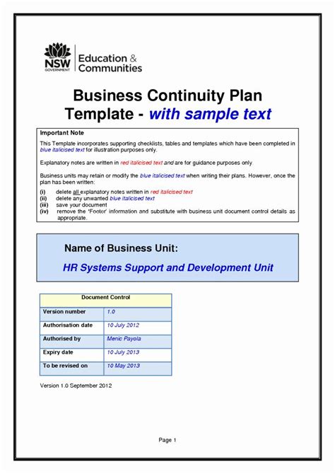 Business Continuity Plan Sample Unique Business Continuity Plan Template | Business continuity ...