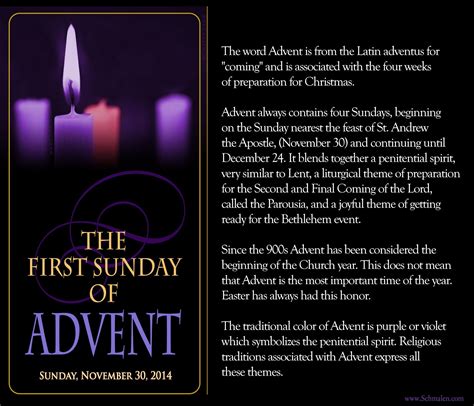 The First Sunday of Advent www.Schmalen.com | First sunday of advent, Advent prayers, Advent