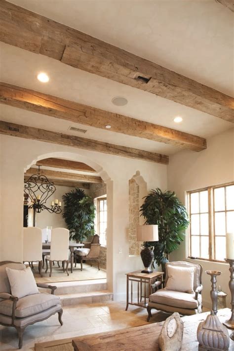 Reclaimed Barn Wood Mantel Beams | Mediterranean home decor, Beams living room, Farm house ...