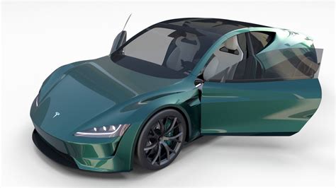 Tesla Roadster Green with Interior 3D model | CGTrader