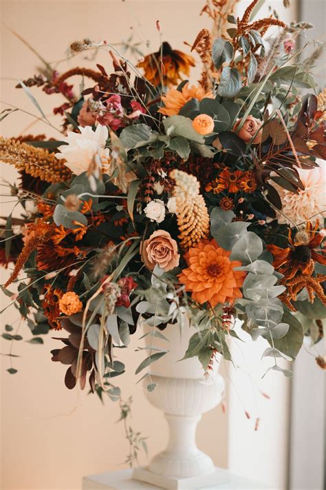 Autumn Wedding Ceremony at Wedding Barn Venue, Surrey, Millbridge Court | Orange, red, pink and ...